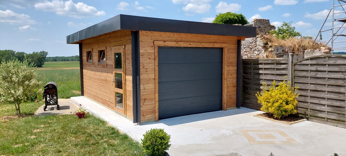 Garage bois moderne